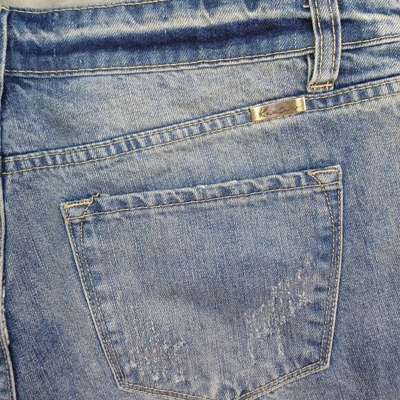 Kancan Distressed Denim Jean Shorts Women's Large W28 Blue Cuffed Mid KC5142YT - Picture 8 of 13